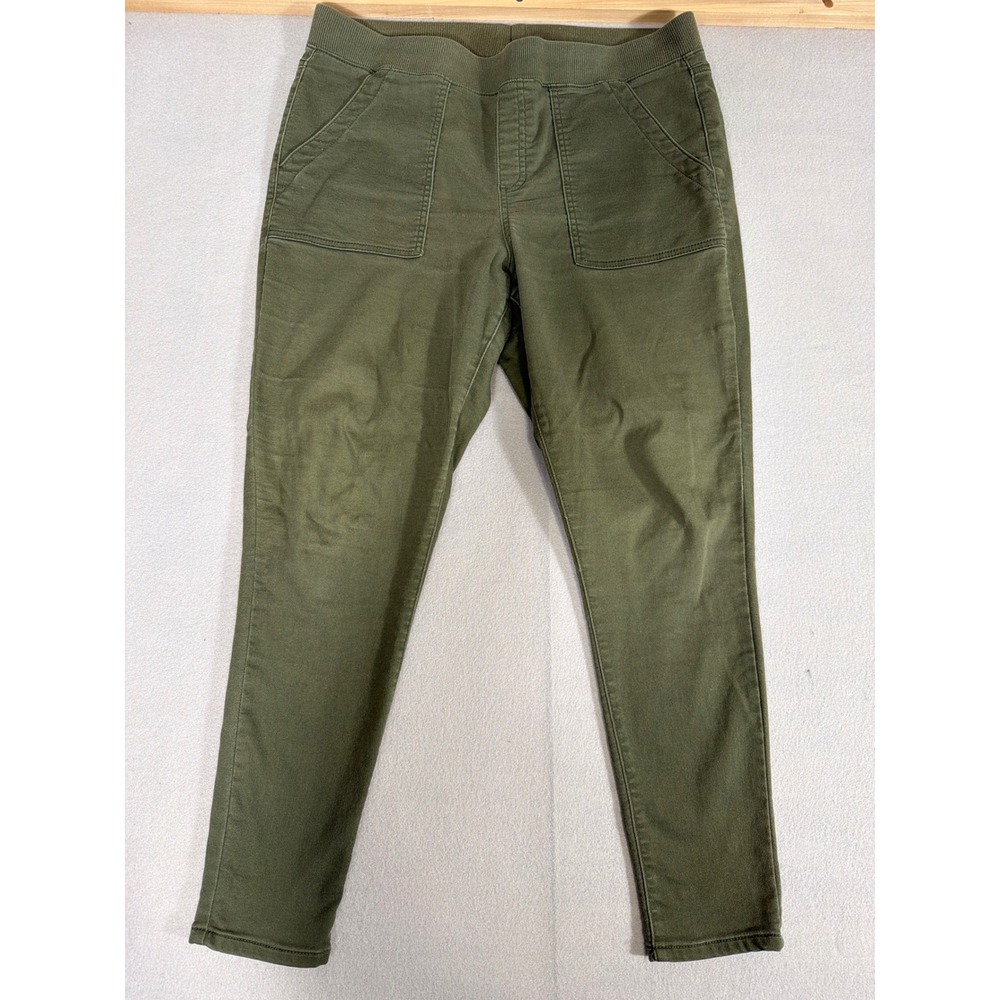 No Boundaries Womens XL 15-17 Olive Green Pull On Utility Pants High Rise Slim